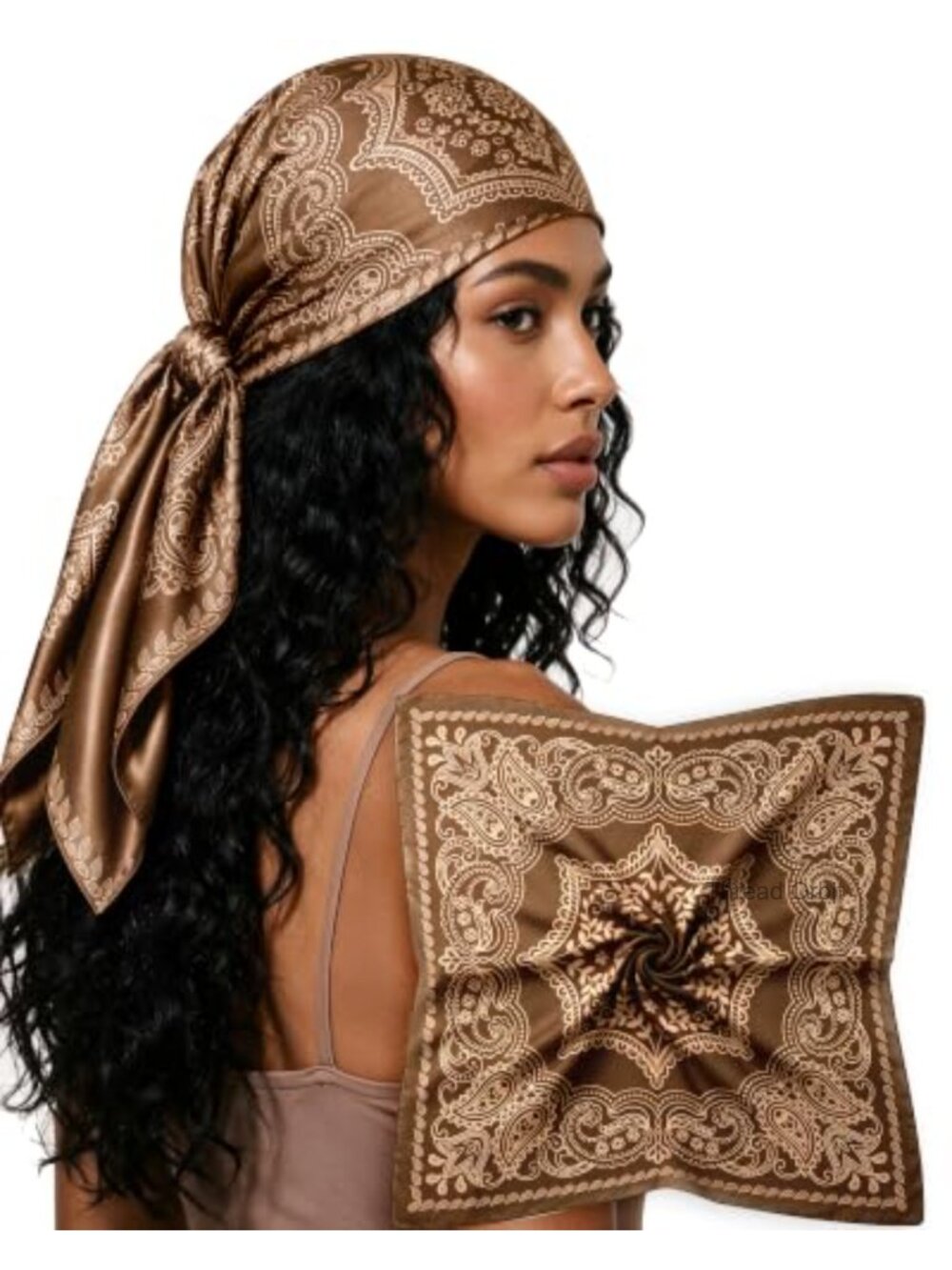 Satin Silk Square Scarf Head Wrap Bandana 27.5in Polyester Hair Scarves